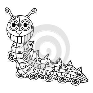 Robot Caterpillar Isolated Coloring Page for Kids