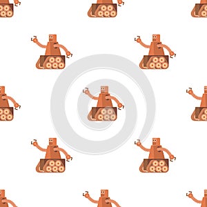 Robot with caterpillar track pattern seamless vector