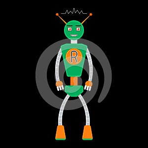 Robot character or toy in flat style.