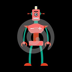 Robot character or toy in flat style.