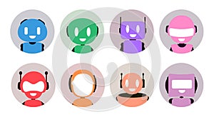 Robot character vector set design. Robots and mascot character collection.