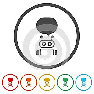 Robot Chatbot icon. Set icons in color circle buttons