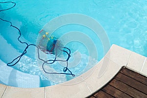 Robot cleaning swimming pool