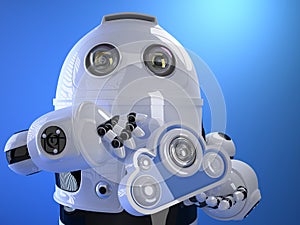 Robot with cloud in his hand. Cloud computing concept. Technology concept