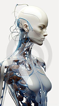 Robot concept of female humanoid made with AI generative image