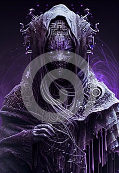 Robot connected to artificial intelligence in human form. AI Generated