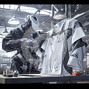 Robot Craftsman Engrossed in Customizing Clothing