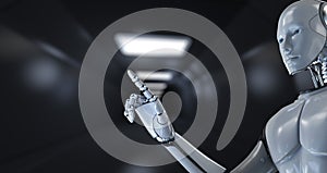 Robot Cyborg 3d render on blurred background. Innovation technology robotisation