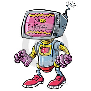 Robot cyborg vector with a tv face