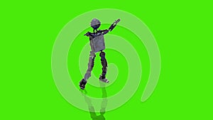 robot dancing transparent on background for push on background green screen