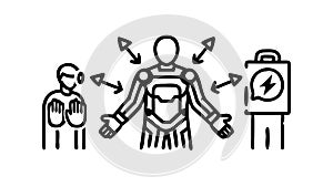 Robot with Data Analytics Visualization, vector design Generative AI
