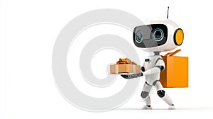 Robot delivering food with packaging