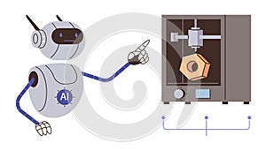 Robot Demonstrating 3D Printing Process with Advanced AI Technology