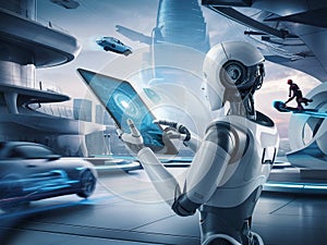 robot technology car virtual image photo background