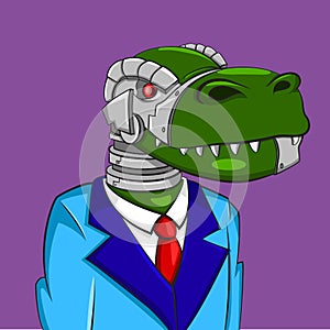 Robot dino with elegant suit and tie avatar graphic