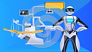 robot doctor with stethoscope modern hospital clinic ward interior medicine healthcare artificial intelligence concept