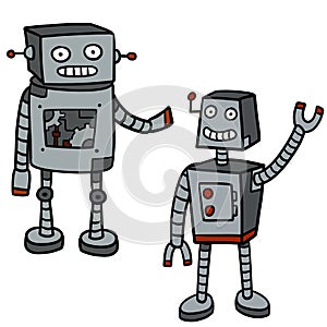 Robot. Doodle character. Friendly Mechanism. Cartoon illustration