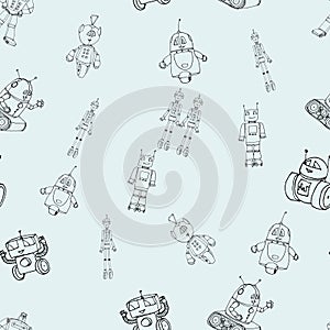 Robot doodles pattern.