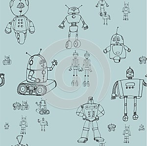 Robot doodles pattern.