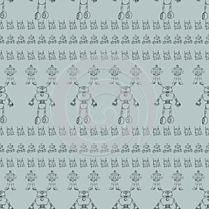 Robot doodles pattern.