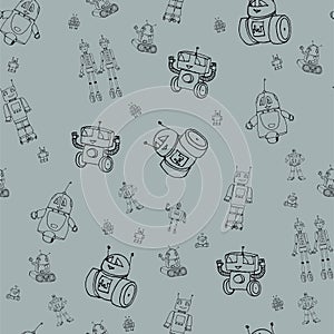 Robot doodles pattern.