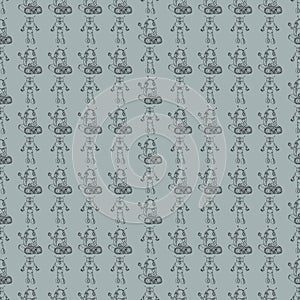 Robot doodles pattern.