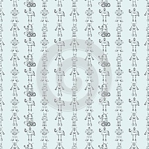 Robot doodles pattern.