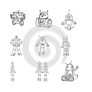 Robot doodles set.