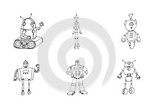 Robot doodles set.