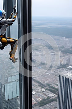 Robot on the Edge: A Daring Feat of Free Climbing on a Glass Tower photo