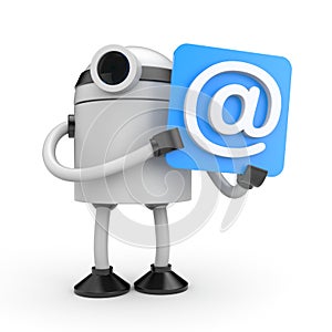 Robot with email sign photo