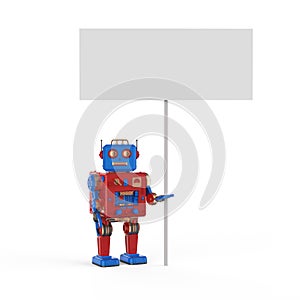 Robot with empty banner