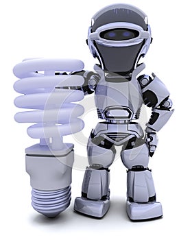 Robot with energy saving lightbulb