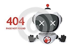 Robot error connection character vector design. Website page connection failed.