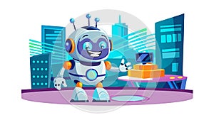 Robot Exploring Futuristic Cityscape Vector, vector design Generative AI