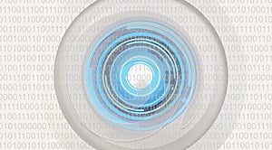 Robot eye artificial intelligence binary data visualization machine learning or data scan 3d-illustration