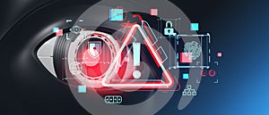 Robot eye and cyber security alert interface