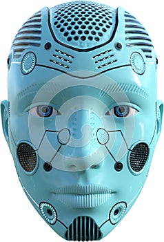 Robot Face, Head, Technology, Isolated, Woman