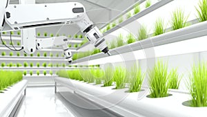 The robot is fertilizing the organic vegetable plot