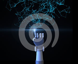 Robot finger pointing with digital data and network connection t