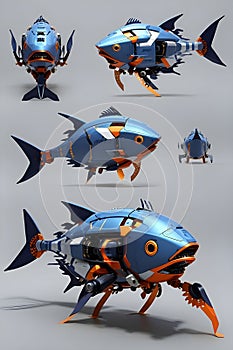 Robot fish fiction design by AI modelel