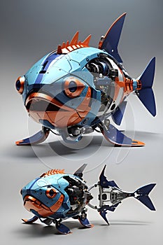 Robot fish fiction design by AI modelel photo