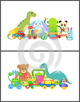 Robot and Frog Collection Vector Illustration