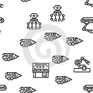 Robot Future Electronic Equipment Vector Seamless Pattern