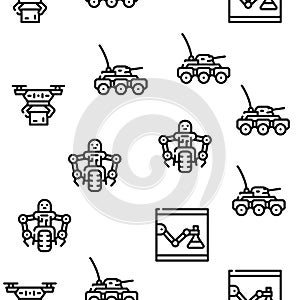 Robot Future Electronic Equipment Vector Seamless Pattern
