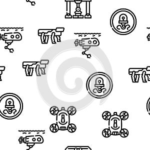 Robot Future Electronic Equipment Vector Seamless Pattern