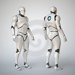 Robot futuristic design concept 3d rendering - various view