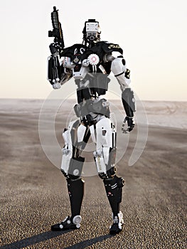 Robot Futuristic Police armored mech weapon