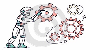 Robot with gears, automation technology and futuristic machine vector design Generative AI