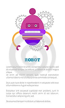 Robot and Gears Poster Text Vector Illustration
